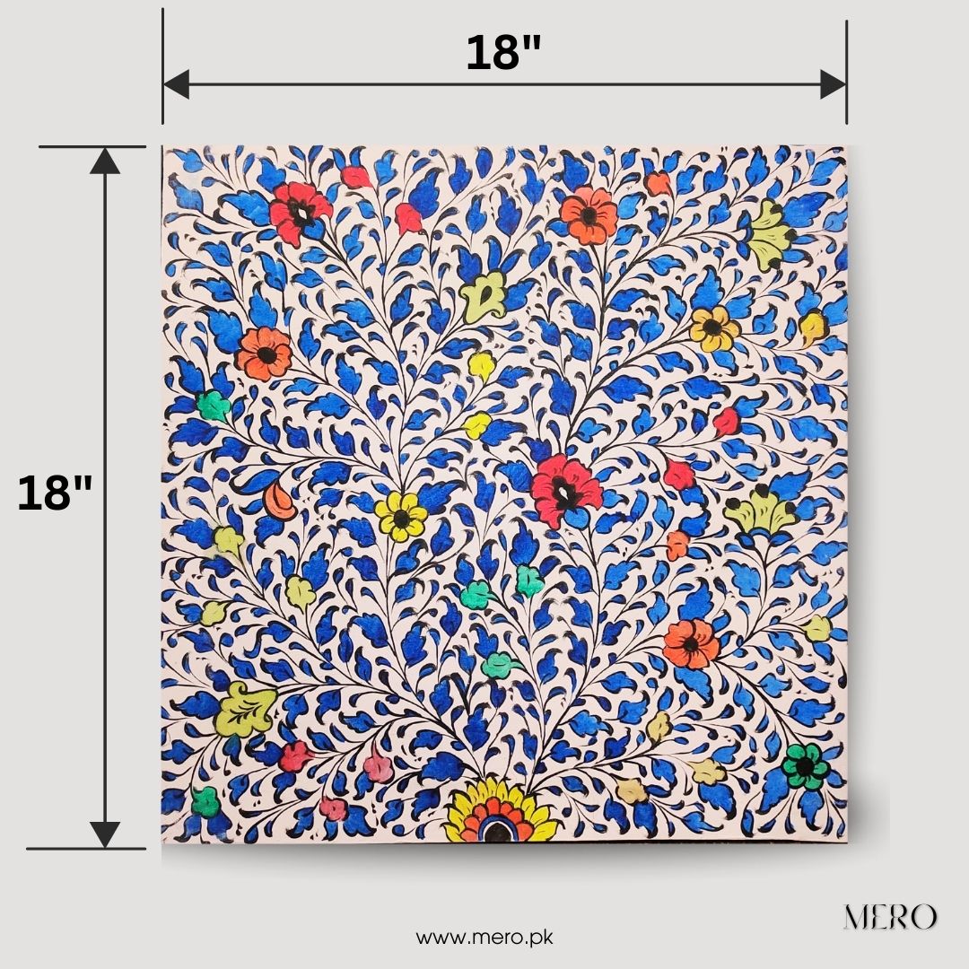 Blossom Aura Hand-Painted Blue Pottery Art