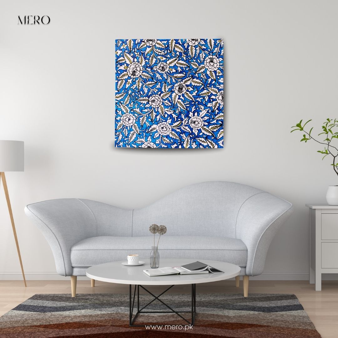 Blue Whisper Blooms Hand-Painted Blue Pottery Art