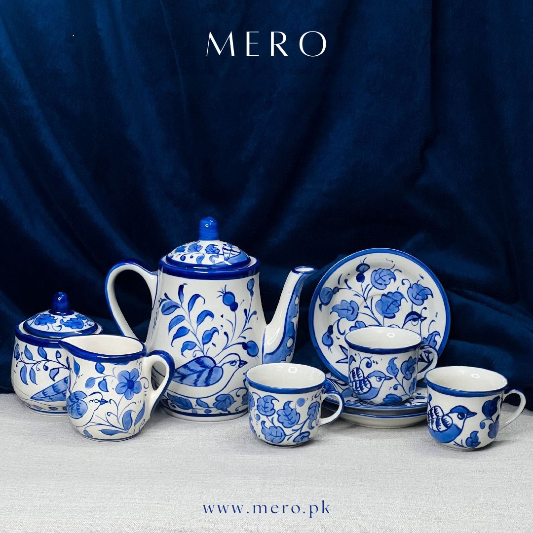 Blue bird tea set